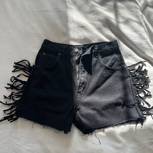 Black Fringe Denim Shorts vintage